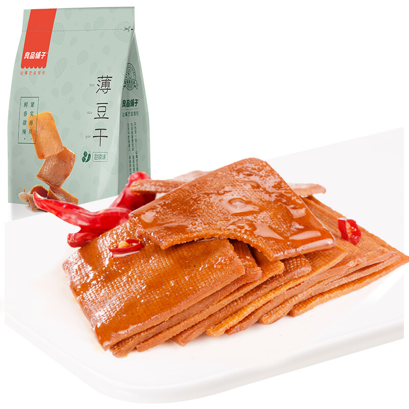 良品铺子 甜辣薄豆干160g*2 麻辣豆腐干豆制品素食零食辣条特产小吃小包装 160g*2 甜辣薄豆干 *4个